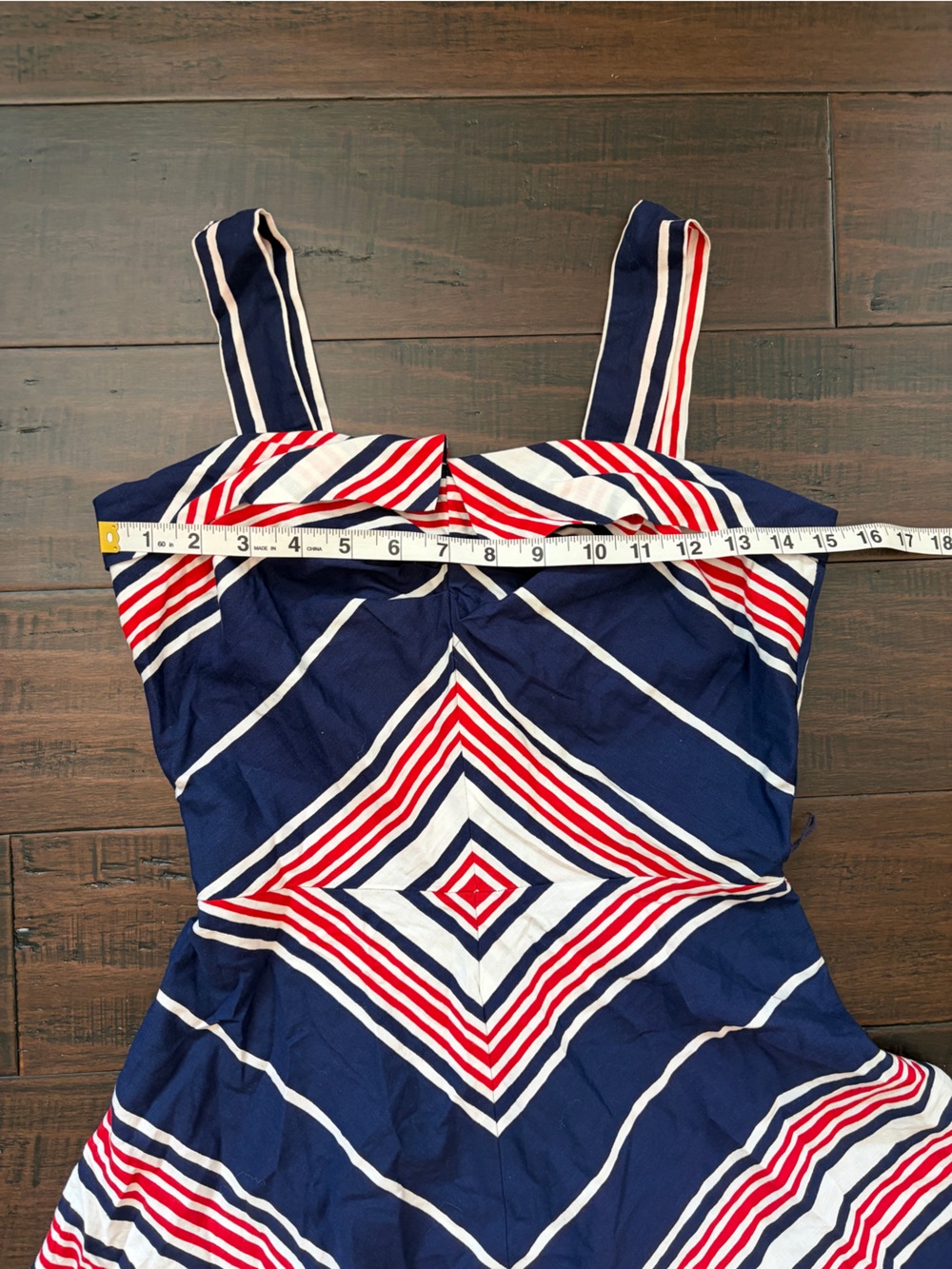 Vintage Navy Striped Sundress with Red & White Accents 4th of July Summer 90’s - Picture 4 of 10